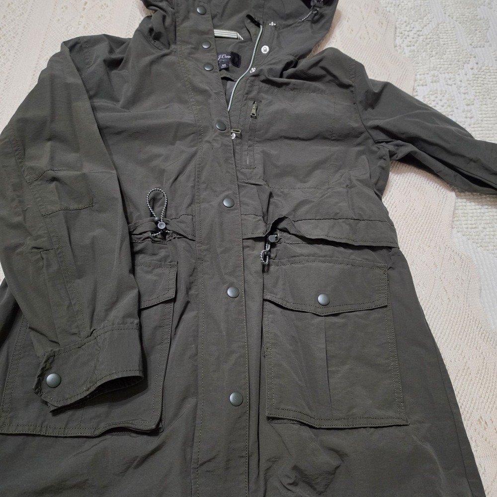J.Crew Perfect Lightweight Womens Hooded Jacket Relaxed Fit Green Size XS